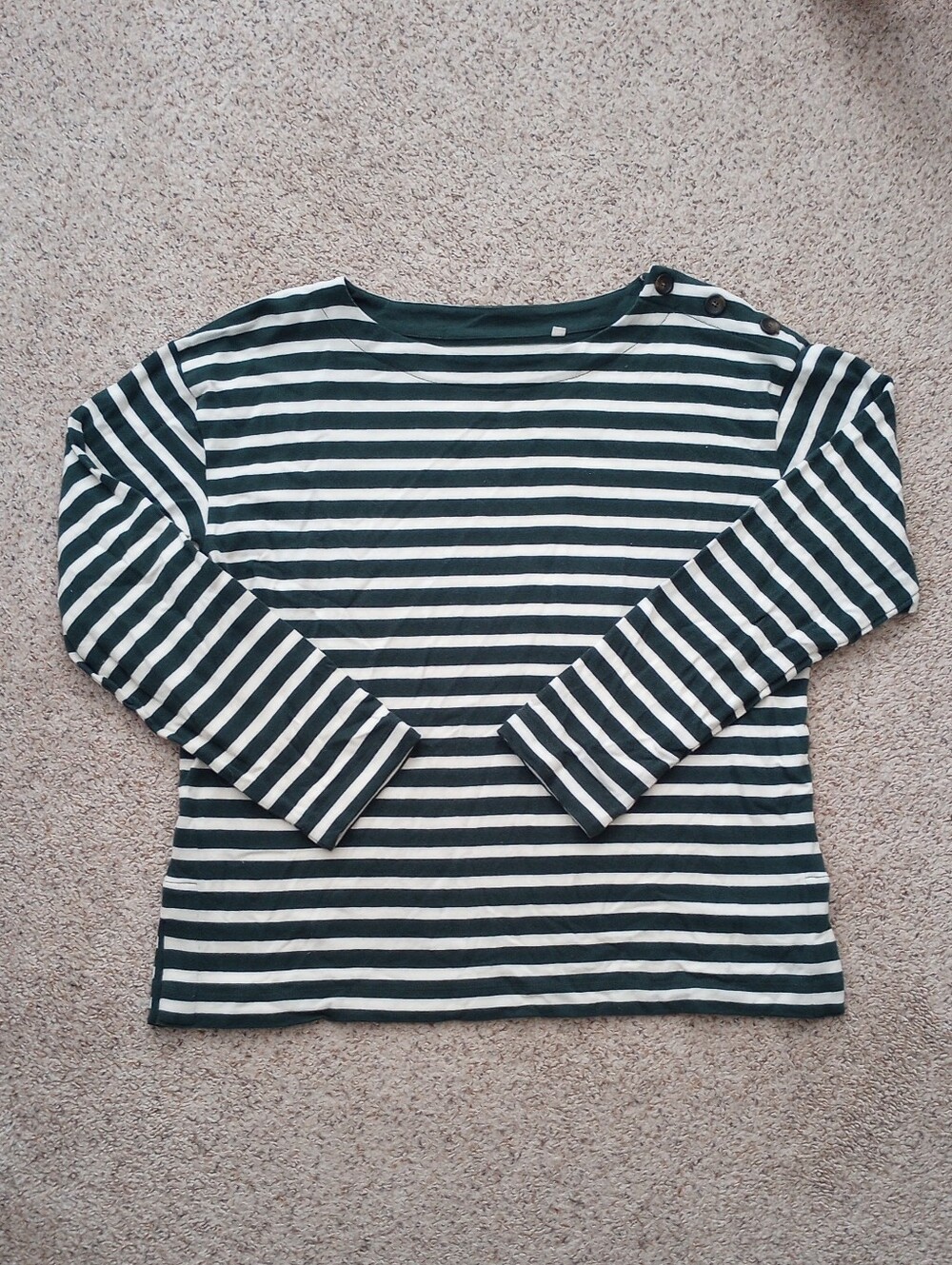 Boden Striped Green Long Sleeve Size Large 100% Cotton